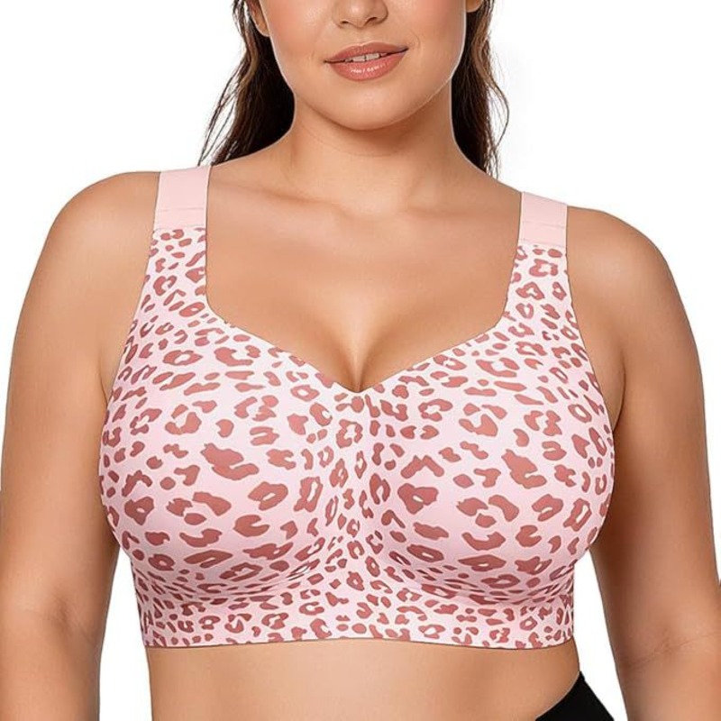 Full Coverage Bra - บราเล็ปท์ลายเสือดาว ไม่มีโครง ไร้สาย ยกกระชับ ไร้รอยต่อ บราเต็มคัพ