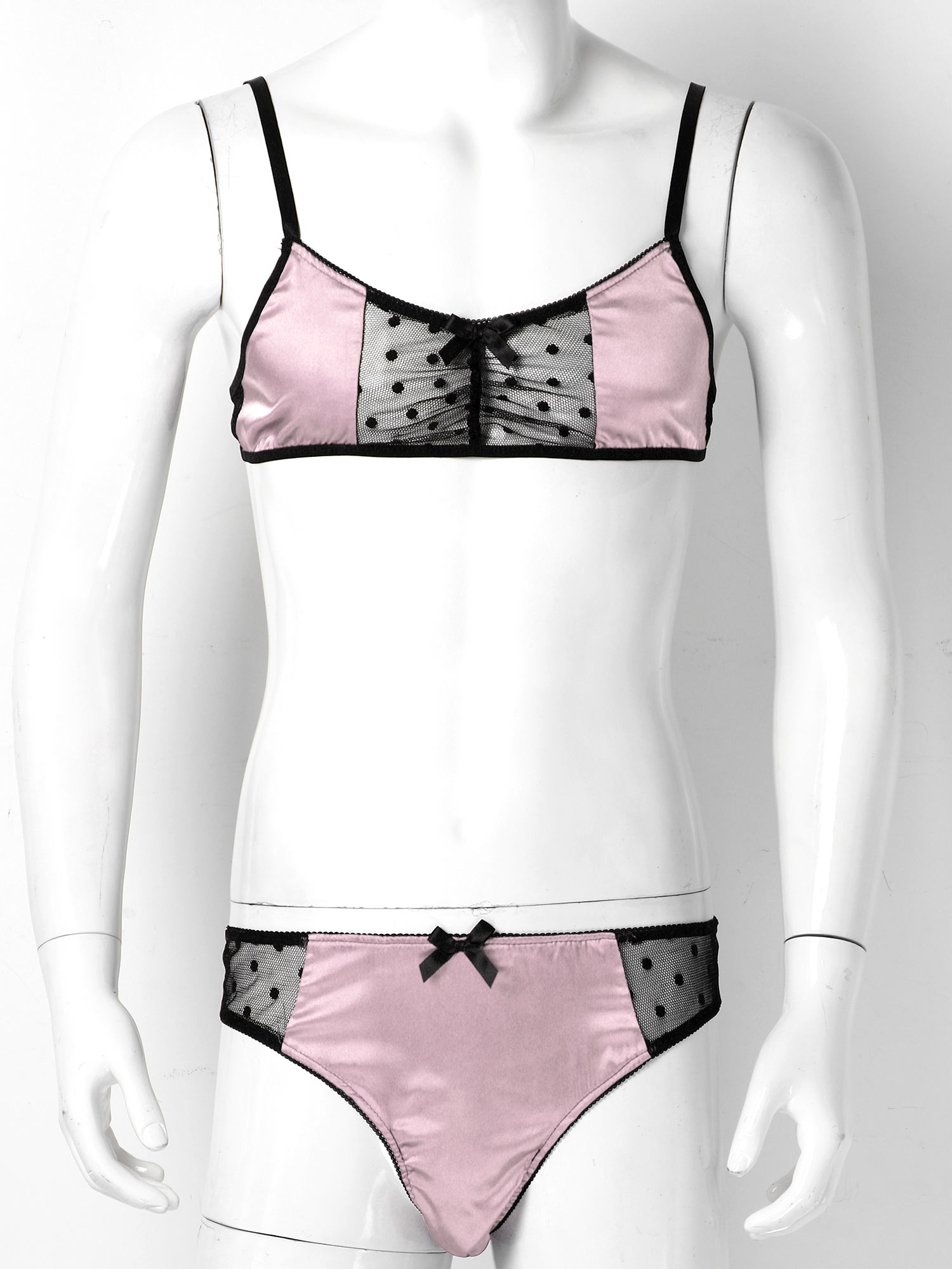 ผู้ชายซาตินชุดชั้นใน Sissy ชุด - Sheer Mesh Bra บทวิจารณ์และราคา