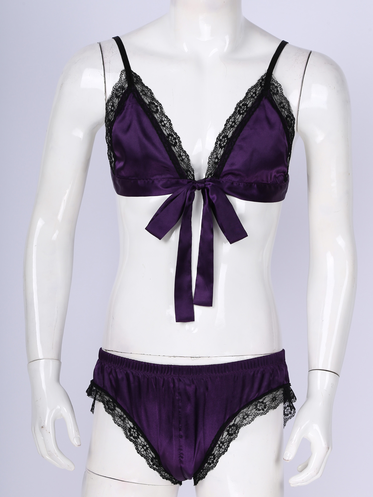 ผู้ชายซาตินชุดชั้นใน Sissy ชุด - Sheer Mesh Bra บทวิจารณ์และราคา